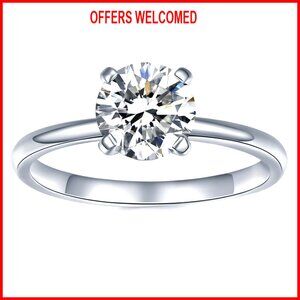 1CT Moissanite Engagement Ring, Sterling Silver, Size 7, Wedding Gift